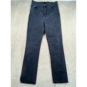 Favourite Daughter Jeans Womens 30 Black Denim Dark Wash Straight Leg Frayed Hem